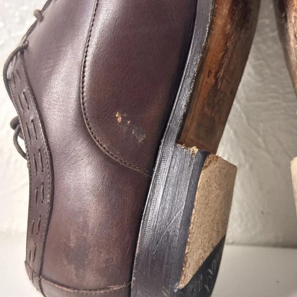 Dolce & Gabbana Brown Leather Apron Toe Derby Dress‎ Shoes Mens 9.5 Italy